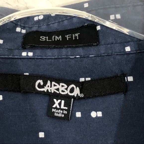 CARBON -HANDSOME BUTTON DOWN SHIRT.  NAVY BLUE & SMALL WHITE SQUARES DESIGN - B9 - Picture 8 of 9